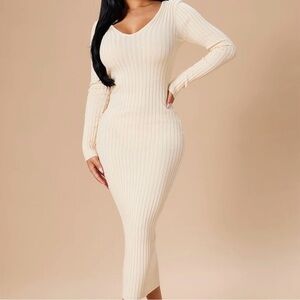 Ribbed Knit Bodycon Midi Dress